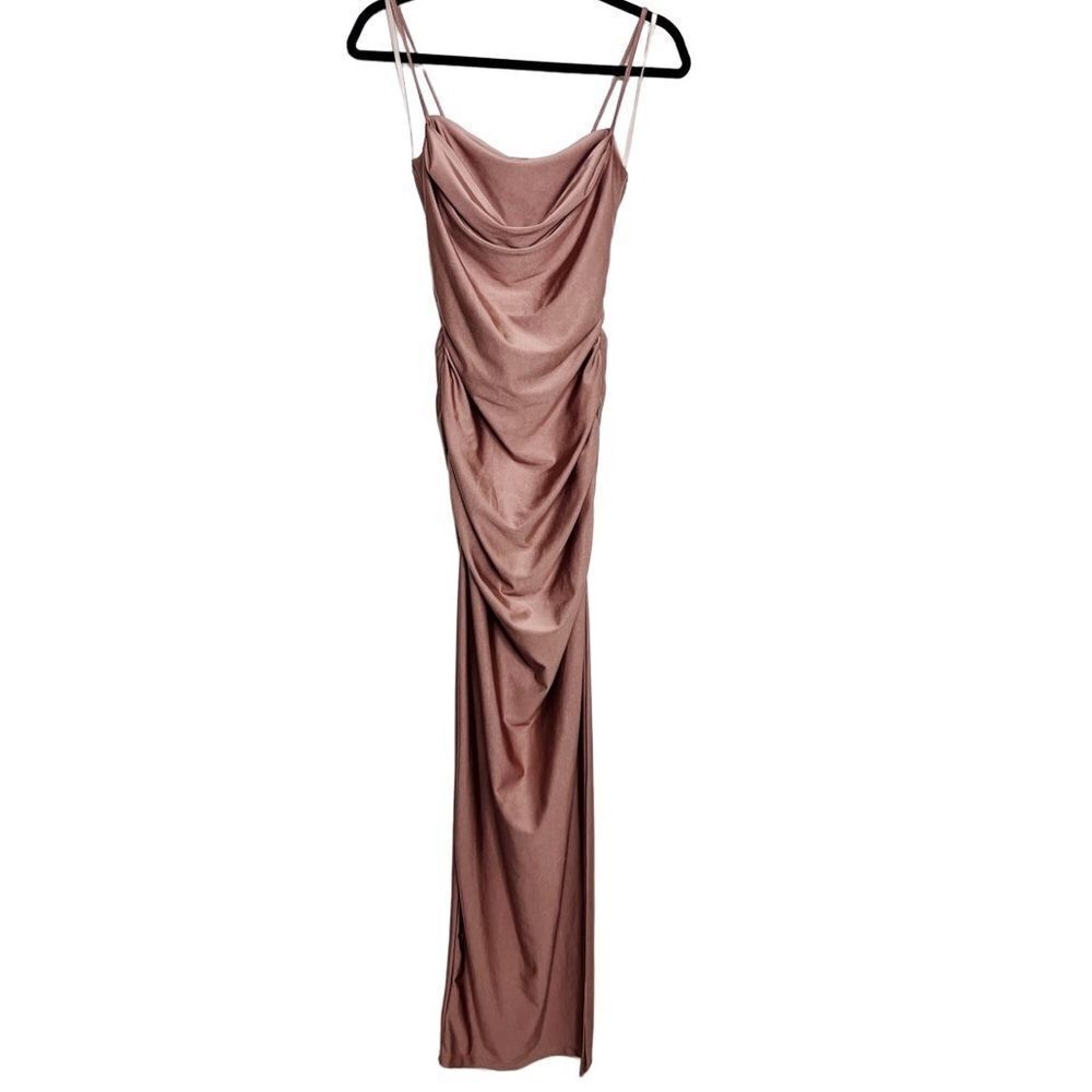 Windsor Square Neck Ruched Floor Length Prom Dress Pink Size Medium